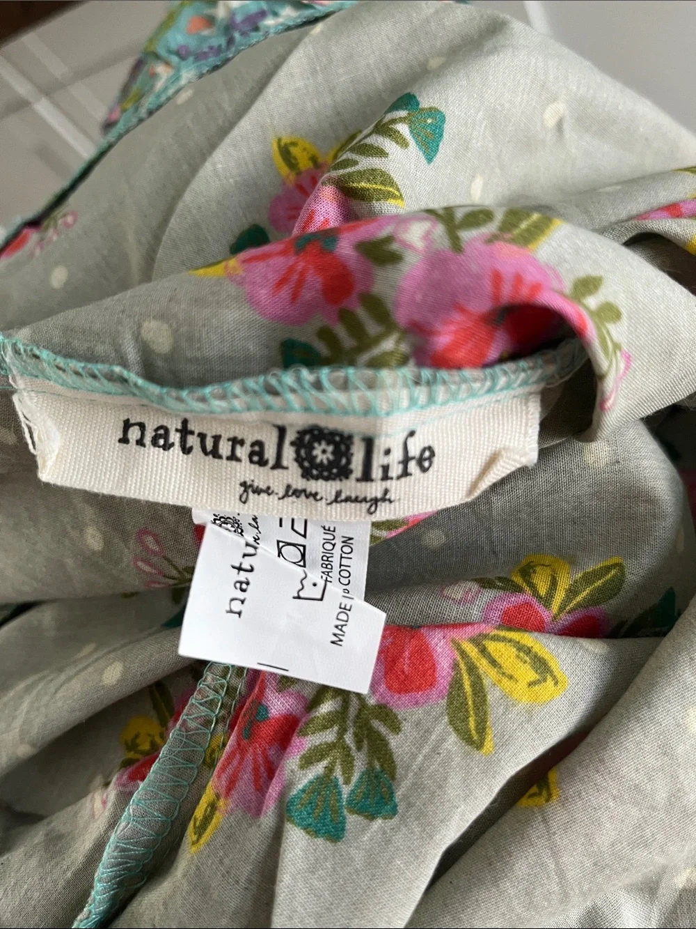2 Natural Life king Grey Nora floral polkadot Boho pillowcases contrast ruffle